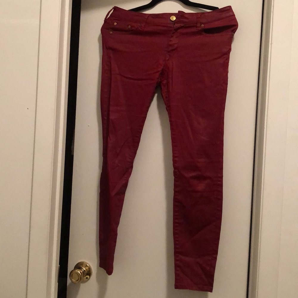 Zara Collection dark red coated jeans